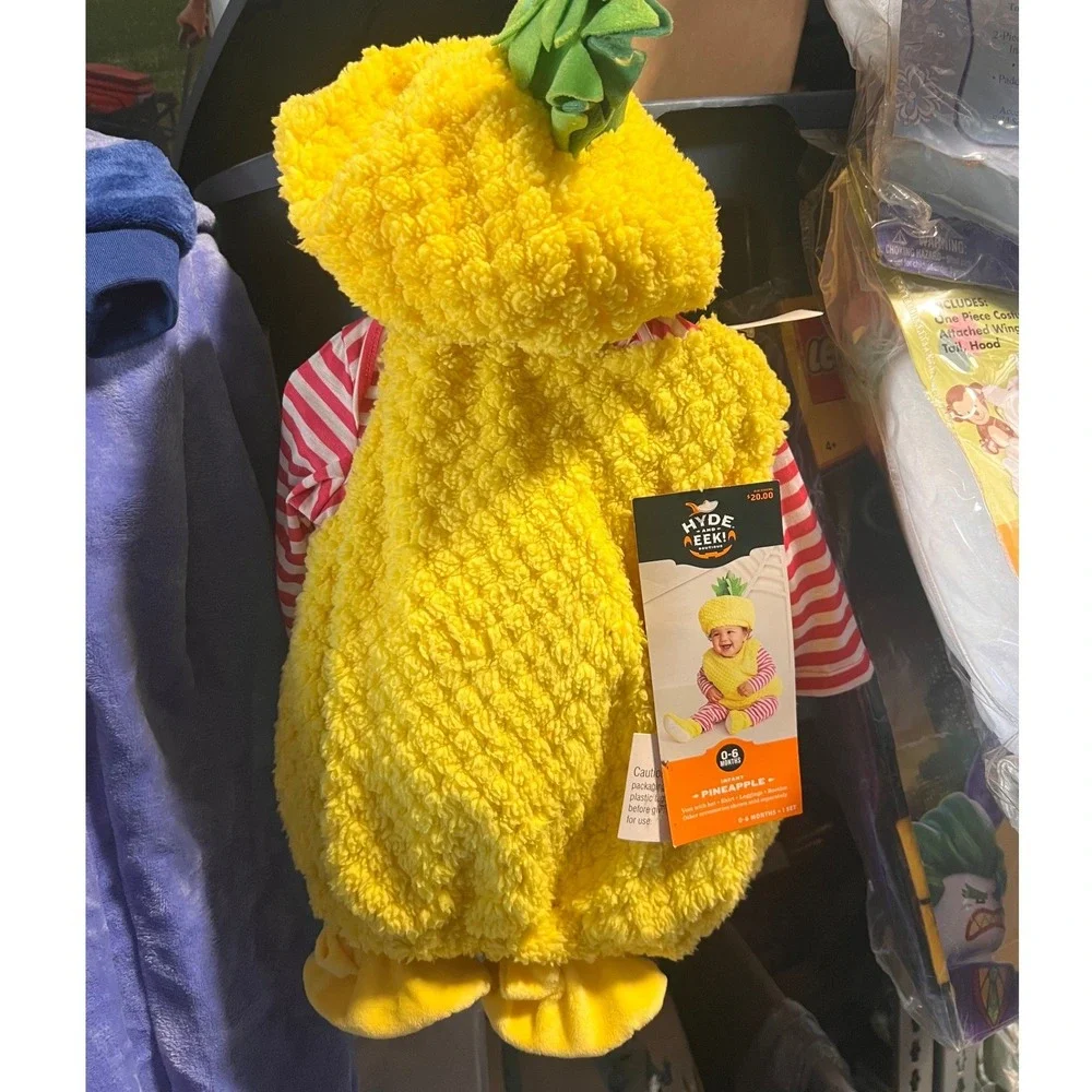 Infant Girls & Boys 0-6 Months Plush Yellow Pineapple Baby Halloween Costume